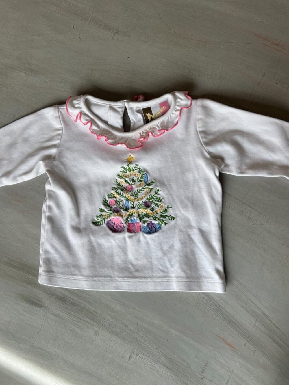 Boutique Christmas Baby Girl White Ruffle Embroidered Shirt Size 12 months - Picture 11 of 11